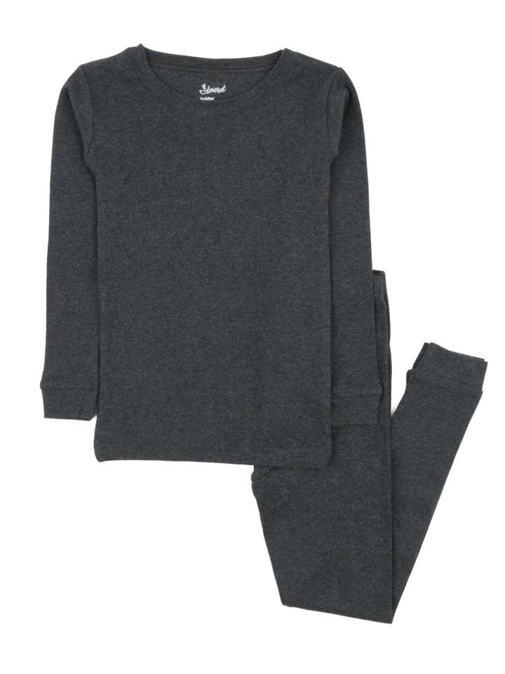 Leveret Pajamas - Wholesale Sleepwear Set - Kids - Kids Two Piece Cotton Pajamas Solid Neutrals8