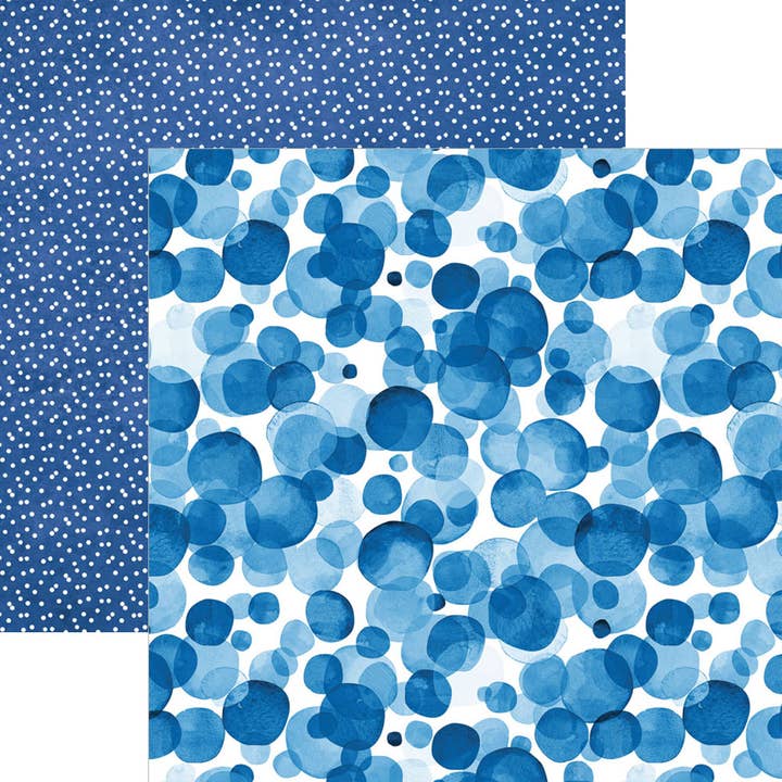 Paper House Productions - Vente Scrapbooks - Papier pour scrapbooking 12 x 12 à pois aquarelle bleu