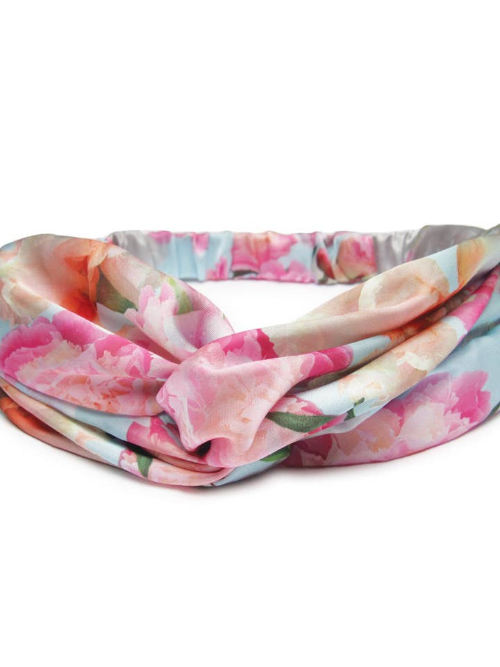 Faixa de cabeça de torção sedosa Peony Splendor por atacado de BANDED