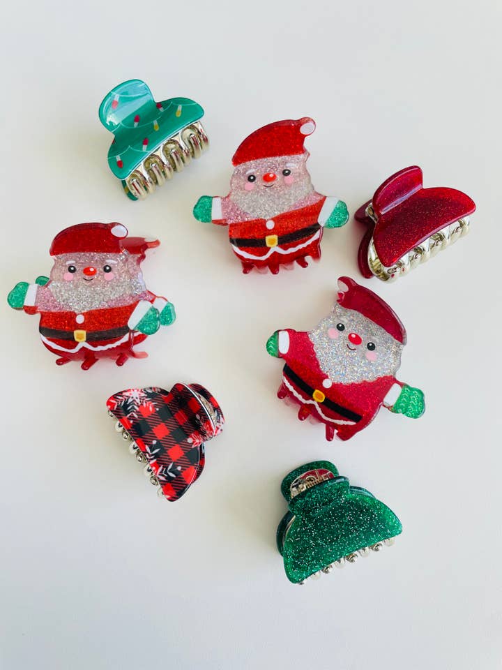 Mini Christmas Hair Claw Clips Pack of 7 for wholesale by Lyn Luca