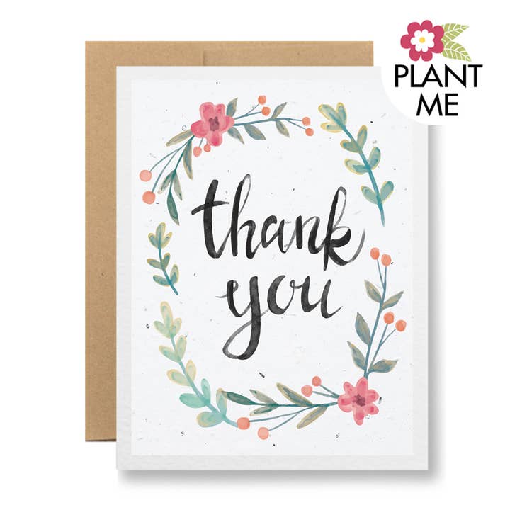 Seedy Cards - Wholesale Thank You Card - Plantable Seed Paper Greeting Card - Thank you {watercolor}
