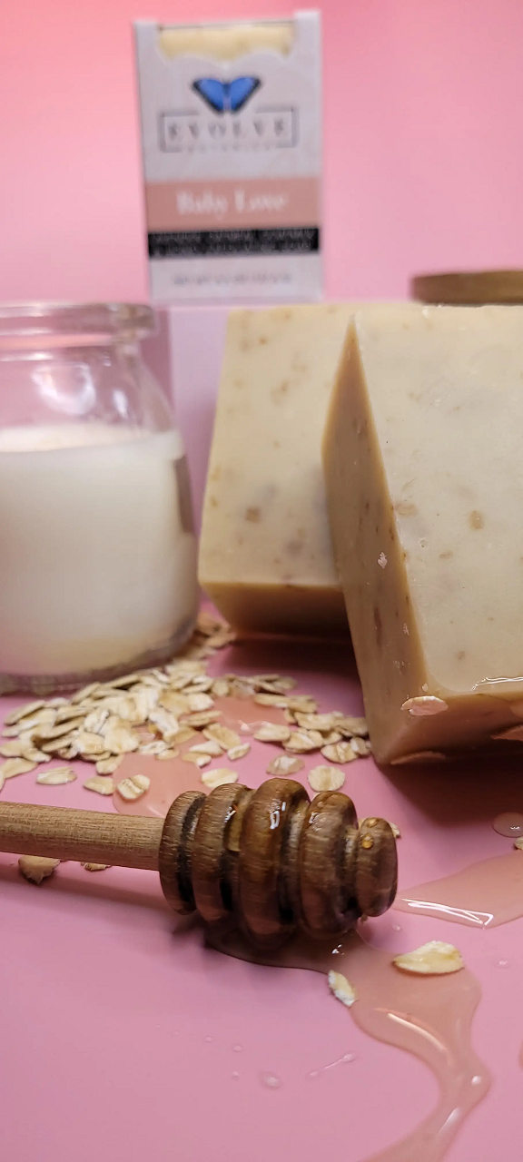 Evolve Botanica - Vendita all'ingrosso Saponette - Baby Love – Sapone Viso e Corpo alla Lavanda, Avena e Latte di Capra per Pelle Sensibile2