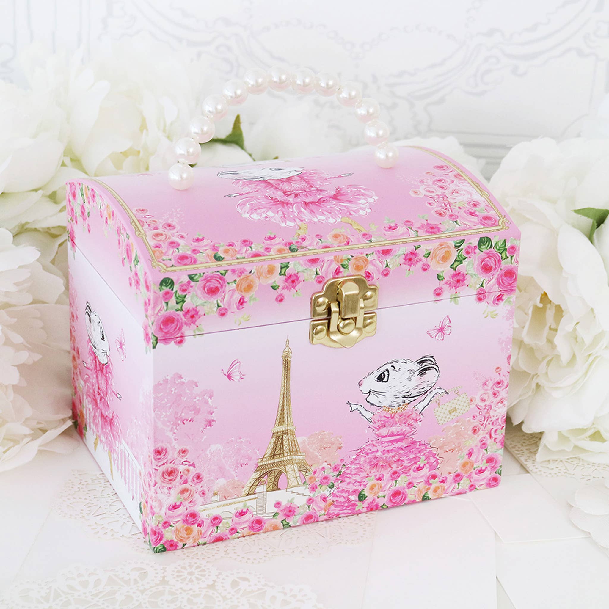 Pink Poppy USA - Wholesale Jewelry Box/Organizer - Kids - Claris The Chicest Mouse in Paris Pearl Musical Jewellery Box | Pack of 12
