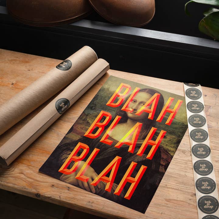 Ink & Drop - Vente Affiche d'art - Imprimé Mona Bla Bla Bla Bla Orange6