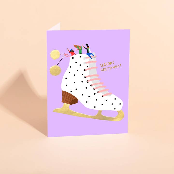PATINEURS SUR GLACE - Carte de vœux pour la vente par Carolyn Suzuki