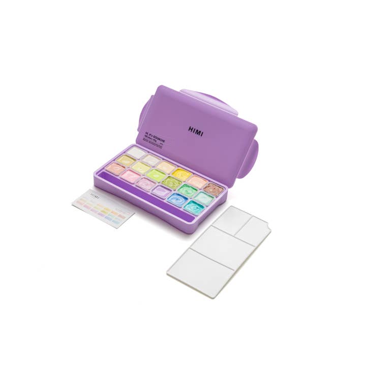 HIMI Jelly Cup Gouache Set 18 Paint Colours, Purple Case for wholesale by West Design Products UK
