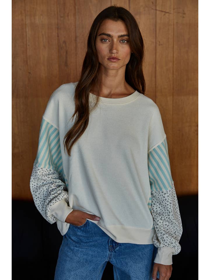 By Together - Wholesale Knit Top - Women's - L8697 | Knit Cotton Polyester Striped Floral Long Sleeve3