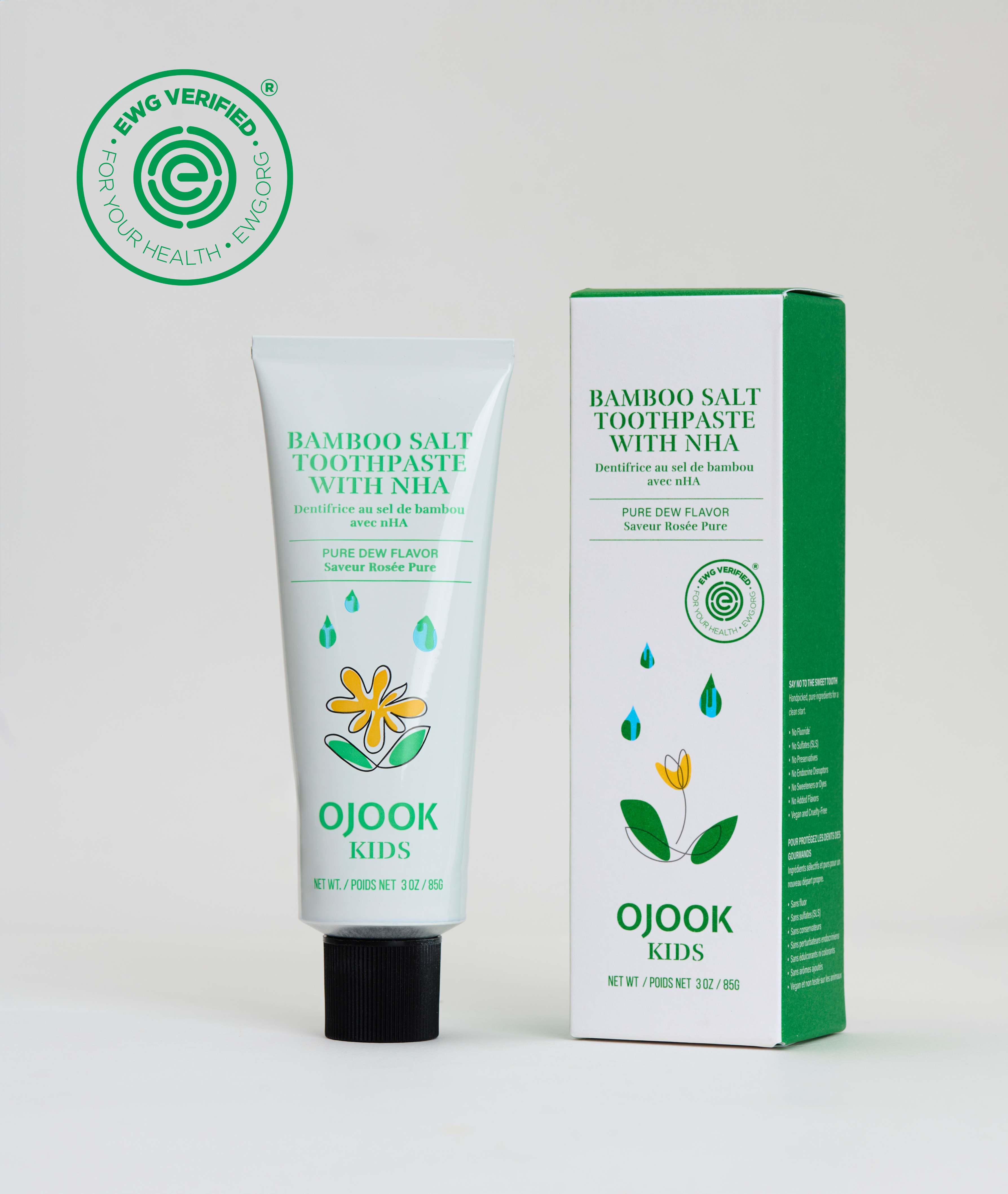 OJOOK - Wholesale Toothpaste - Kids Bamboo Salt Toothpaste with nHA - Pure Dew (2 sizes)0