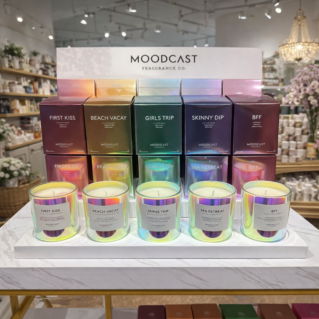 Moodcast Fragrance Co. - Wholesale Jar/Filled Candle - Vibes Collection - 8 oz Candles w/ Testers - Starter Pack1