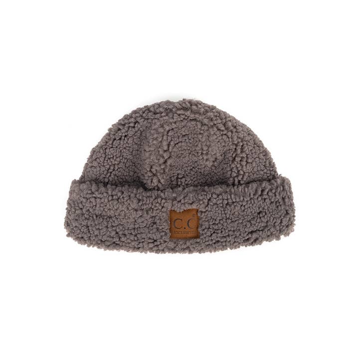 Hana - Wholesale Beanie - Women's - C.C Sherpa Cuff Beanie Hat with C.C Suede Logo