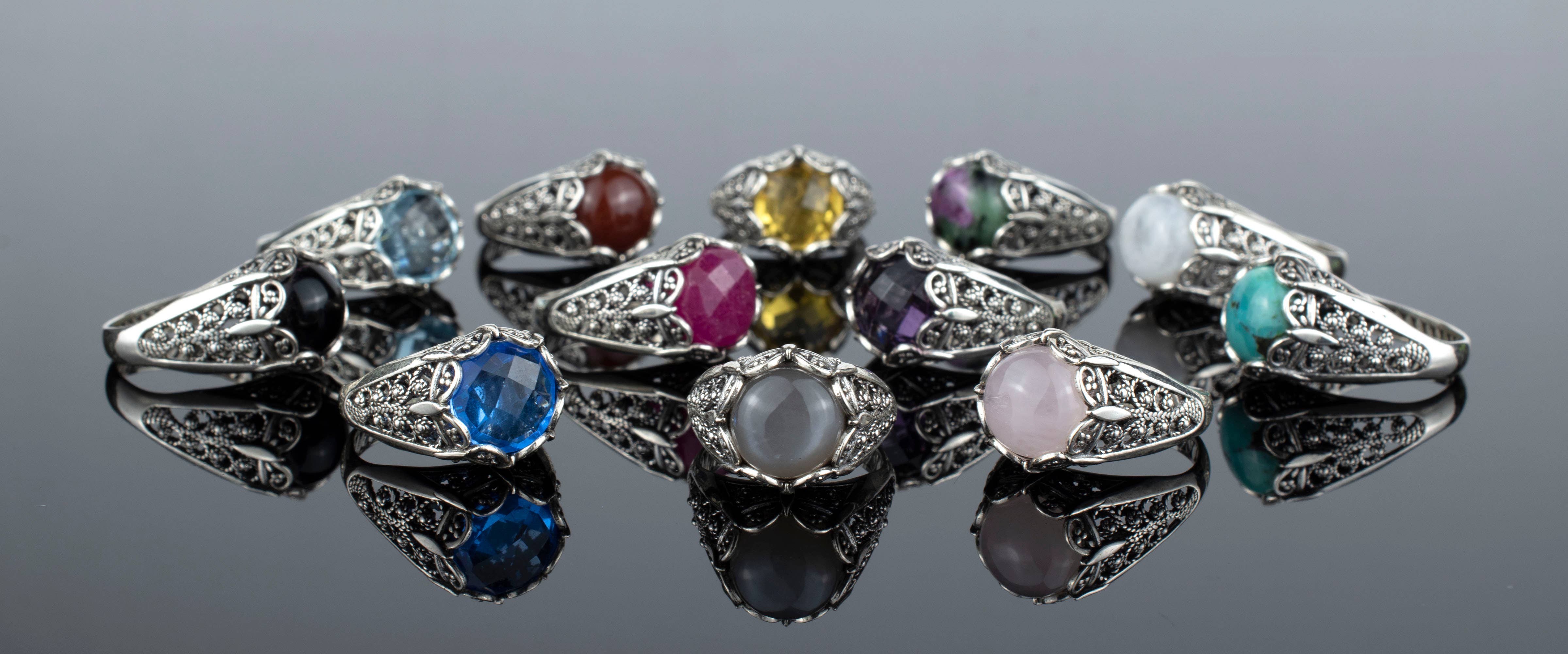 Filigranist Jewelry – wholesale Cocktail/Statement Ring – Ametist Sterling Silver Ring - Mini Dome Design6