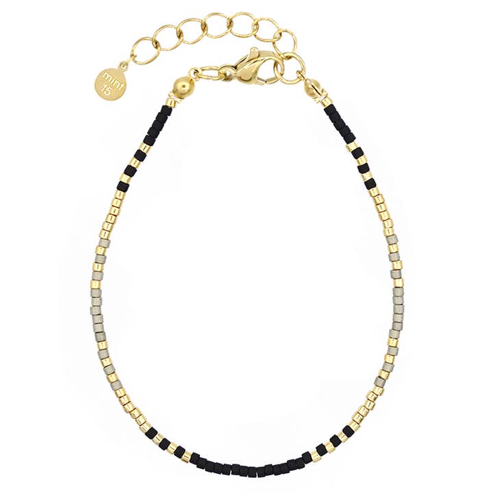 Mint15 - Wholesale Beaded Bracelet - Delicate Bracelet - Black & Army Green0