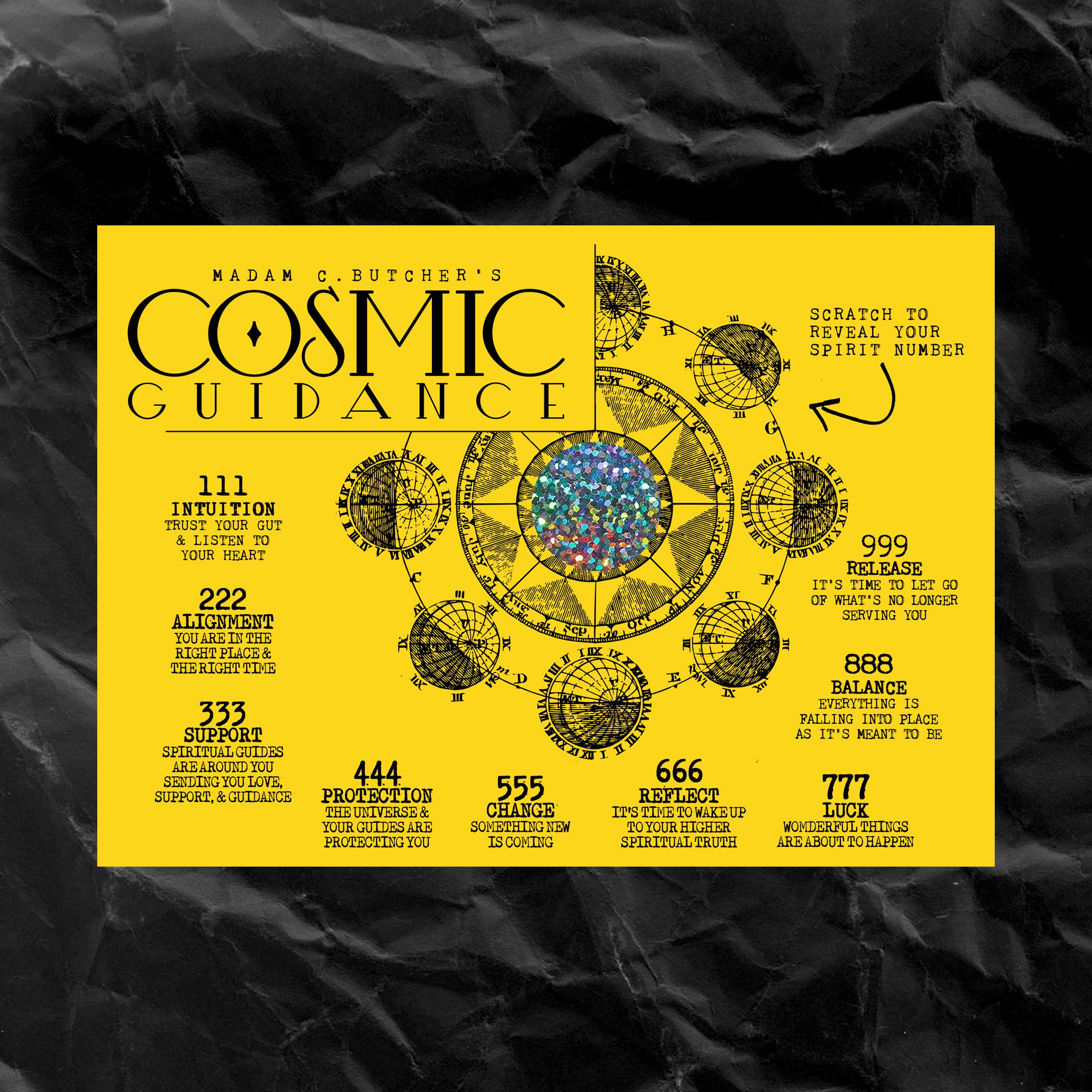 Cosmic Butcher - Wholesale Postcard - "COSMIC GUIDANCE" Scratch Off Angel Number Novelty Card0