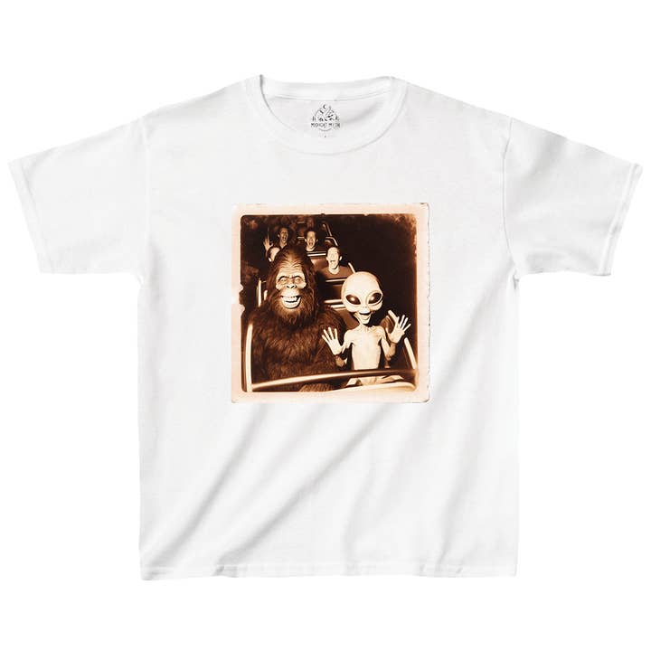 Midnight Myth - Wholesale Screen Printed T-Shirt - Kids - Roller Coaster Bigfoot Alien Amusement Park Kids Unisex Tee