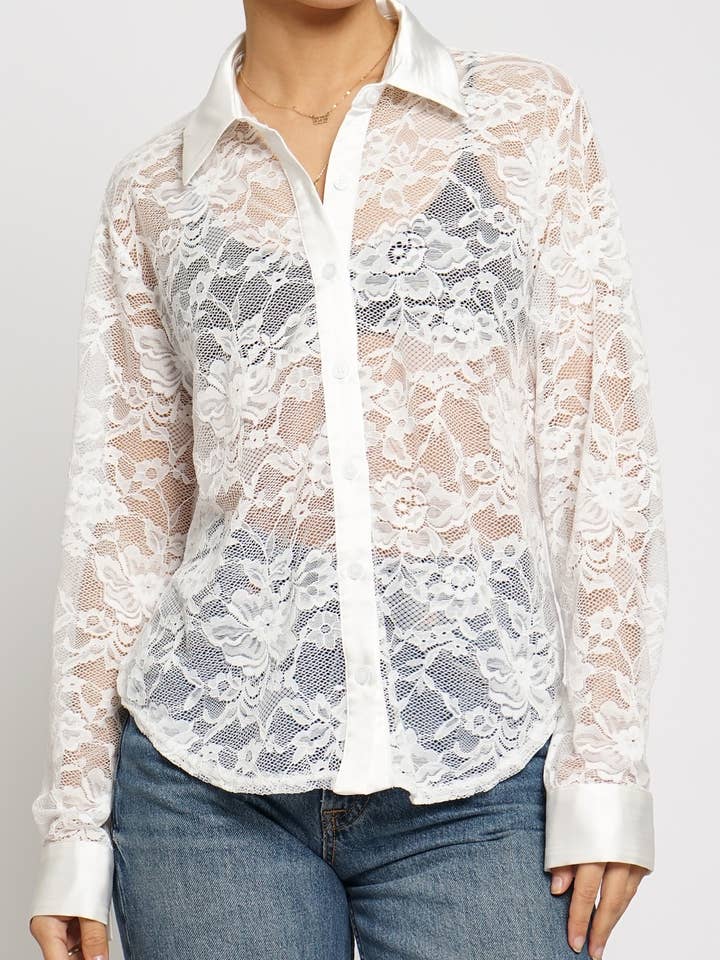 CAMISA BOTÃO RENDA PARA BAIXO por atacado de Sans Souci