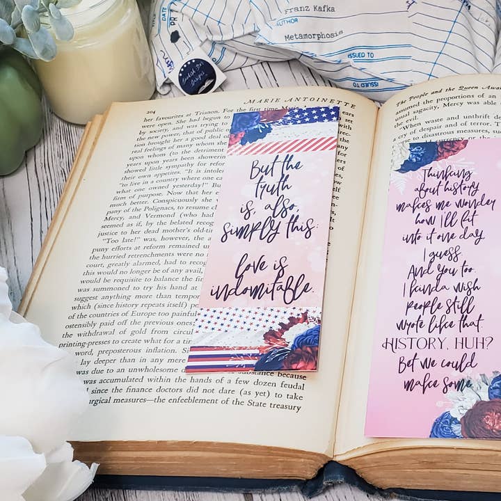 Red, White and Royal Blue Quotes Double Sided Bookmark for wholesale by Erin Decker Creative