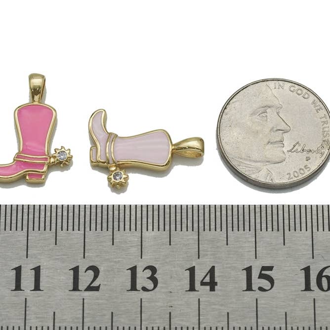 BestBeads&Beyond - Wholesale Individual Charm/Pendant - CZ Enamel Cowboy Boots Charm, Boots charm, Sku#FH209