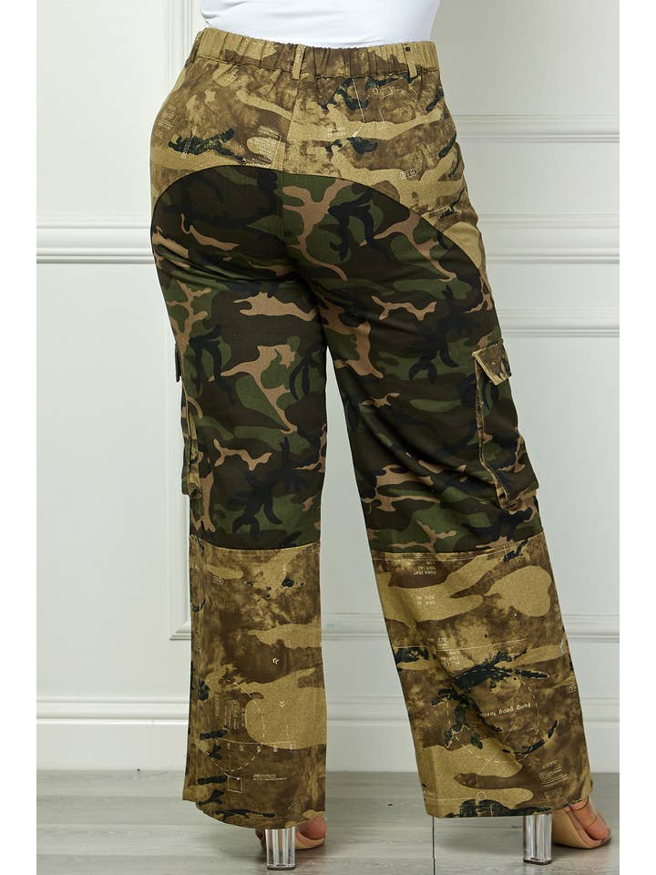 G092 Camouflage Plus Camo højtaljede sidelommer Cargo bukser for engroshandel på Faire2