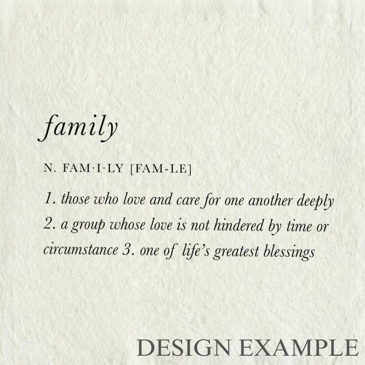 DWELL Home Shoppe - Wholesale Art Print - Glass Table Frames & Cards - Family Definition | Gift For1