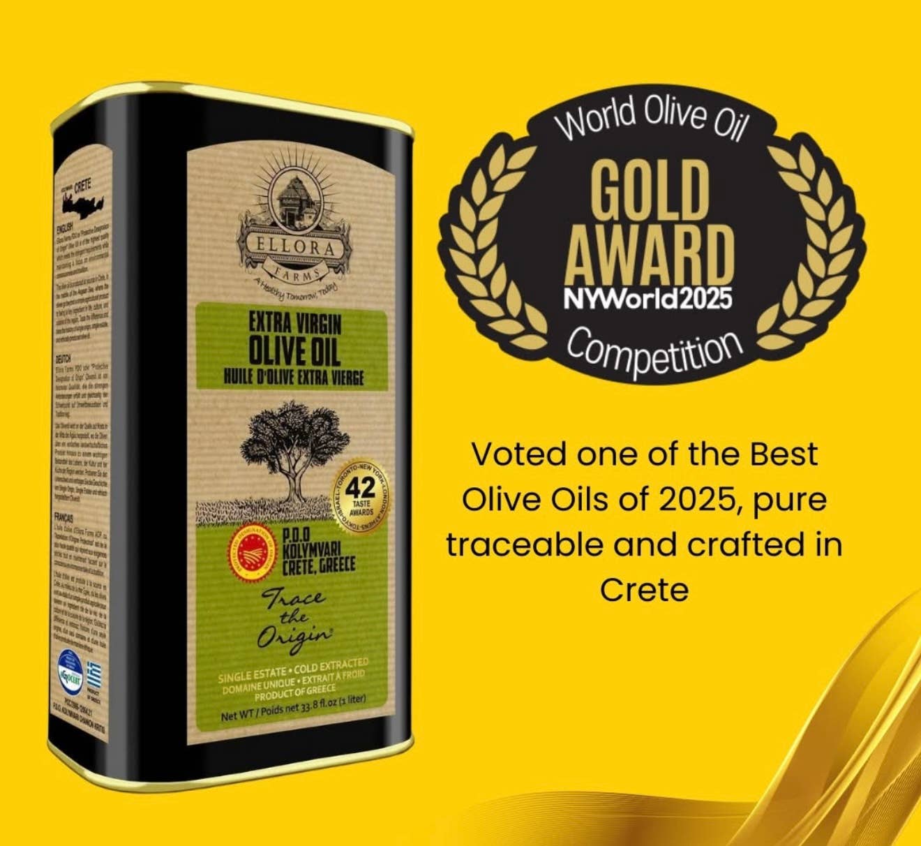 ELLORA FARMS - Wholesale Olive Oil - Greek Extra Virgin Olive Oil, Traceable, Single Estate, 34oz3