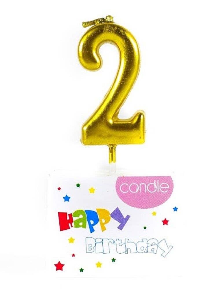 Party Squirrel - Wholesale Cake Candle - Golden Birthday Candle - Number Two1