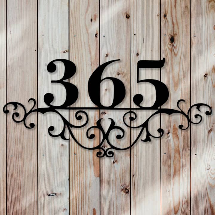 "Scrolled Vine" Address Sign for wholesale by Sea Biscuit Metal Designs
