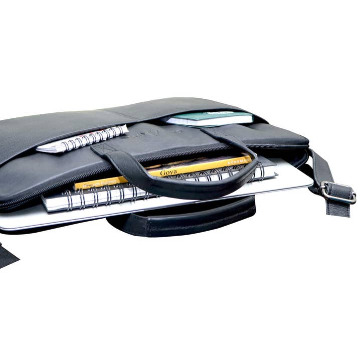 Greenwood - Vente Sac pour ordinateur portable – unisexe - Fred Sacoche pour ordinateur portable 13 pouces en cuir avec bandoulière amovible Housse Macbook Air19