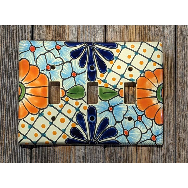 Camino TX - Wholesale Light Switch Cover/Plate - Talavera Triple Toggle Light Switch Plate