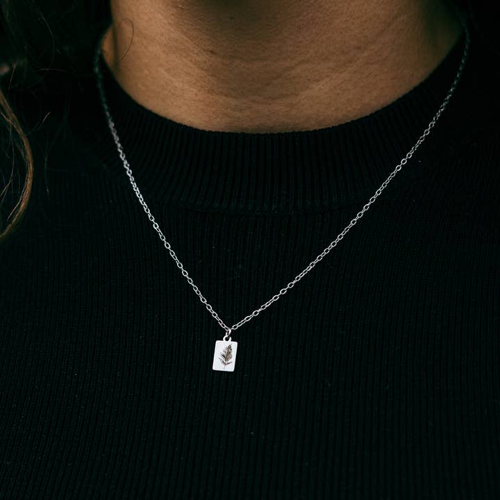 Colar mini bar com folha de samambaia - Aço inoxidável por atacado de Arthousefern