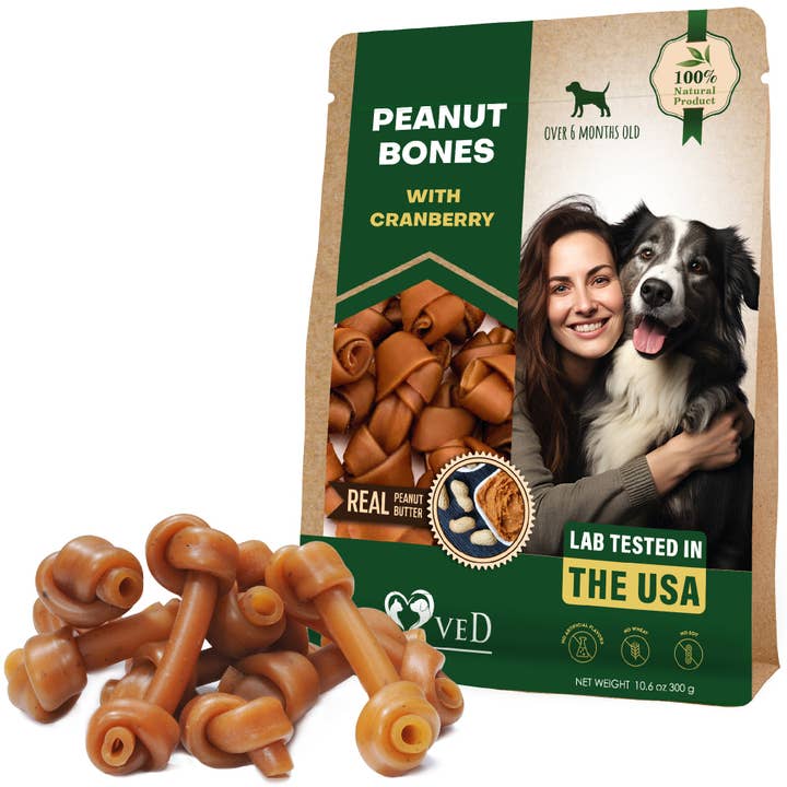 Dog Peanut Butter Bones with Cranberry & Rawhide Free Chew Treats - Pet Natural Mini & Big Snacks Healthy Collagen & Bulk Best Chews for Training Small & Large Dogs for wholesale by Beloved Pets