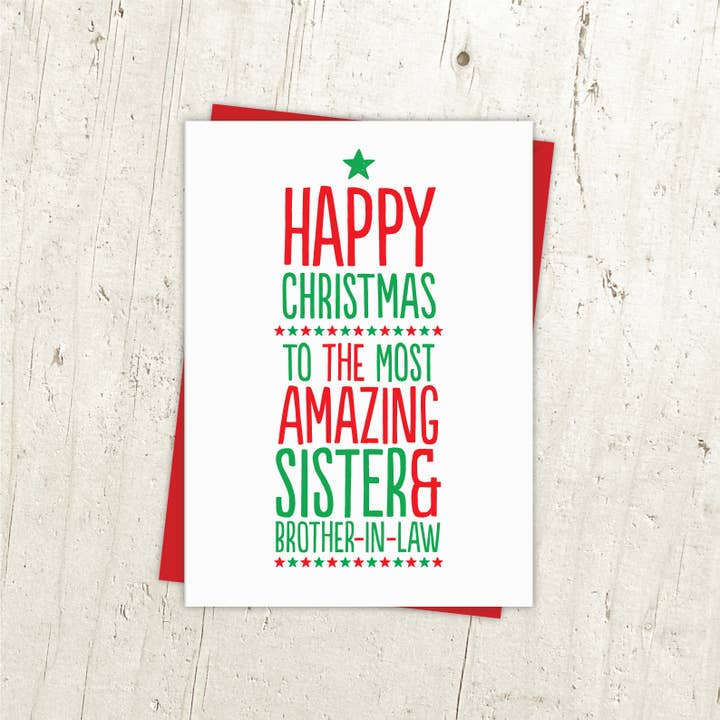 Amazing Sister & Brother In Law Christmas Card for wholesale by A is for Alphabet Ltd