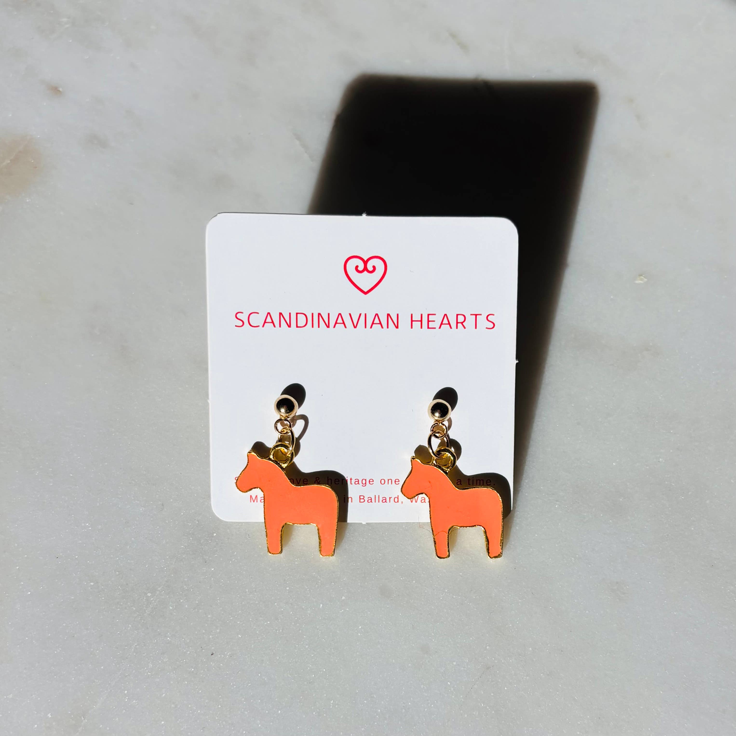 Scandinavian Hearts - Wholesale Stud/Post Earrings - Dala Horse Earrings7