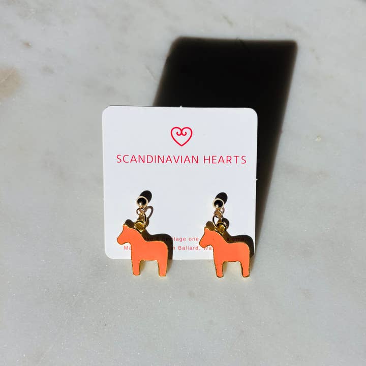 Scandinavian Hearts - Wholesale Stud/Post Earrings - Dala Horse Earrings7