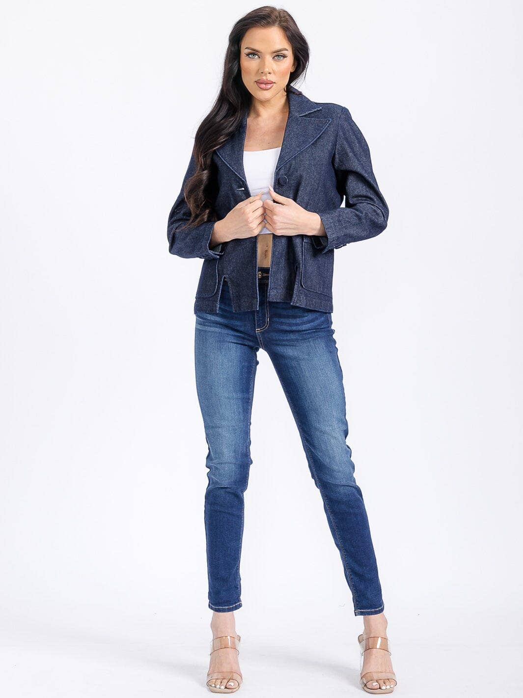 kycozy - Wholesale Denim Jacket - Women's - WOMEN'S LONG SLEEVE BUTTON CLOSURE FRONT POCKETS DENIM JACKET5