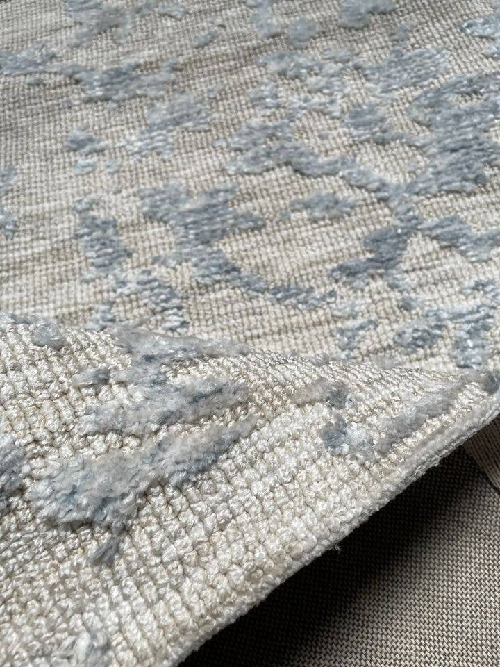 home mart goods - Wholesale Area Rug - 5'3"x7'6" Feet Viscose Wool Handmade Ivory Blue Area Rug2