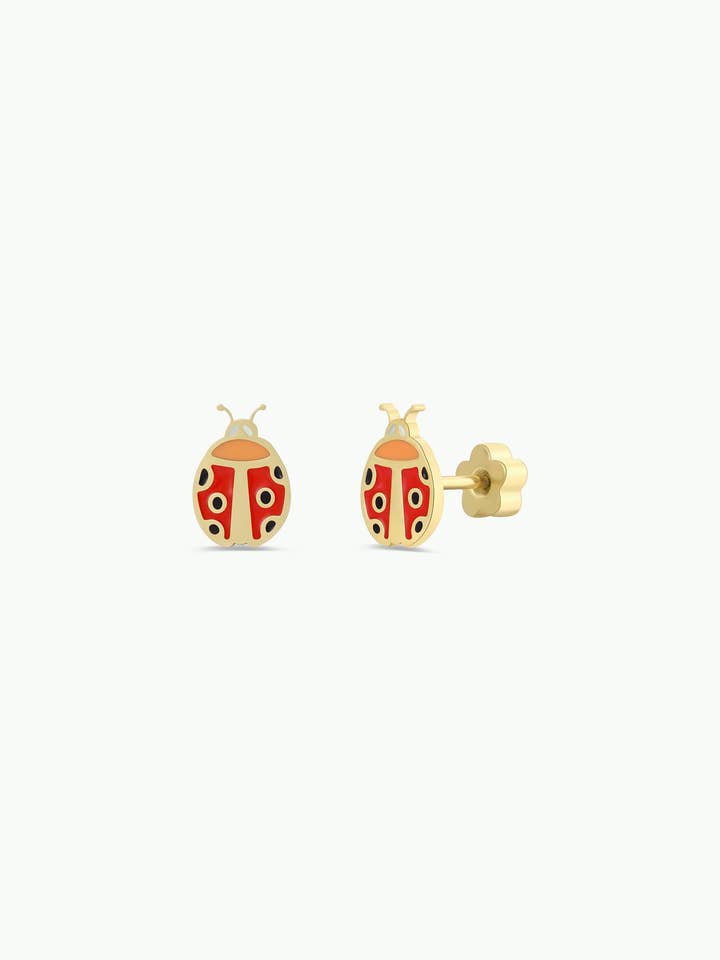 Ladybug Enamel Flat Back Kids Earrings for wholesale by JaxKelly