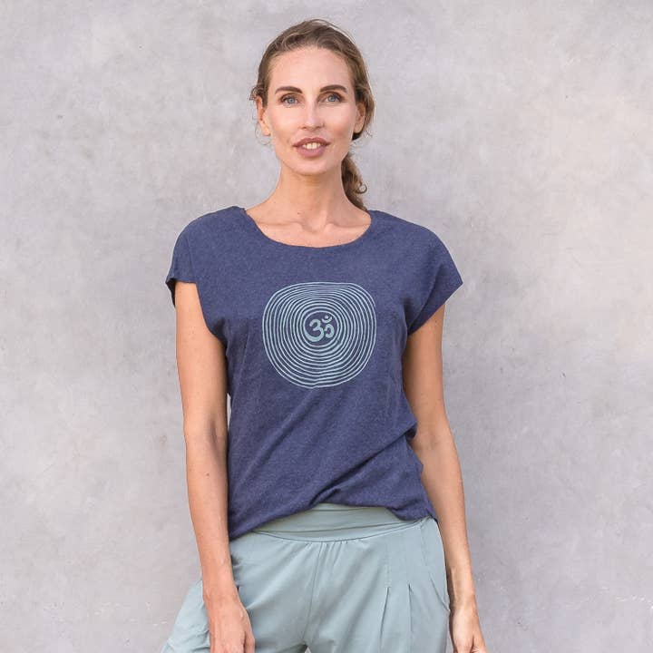Jaya - Wholesale Screen Printed T-Shirt - Women's - Om yoga shirt, Om spiral front print, melange look, dance, yoga3