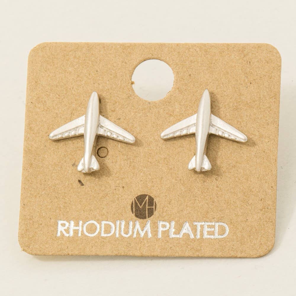 Fame Accessories - Wholesale Stud/Post Earrings - Gold Dipped Airplane Stud Earrings4
