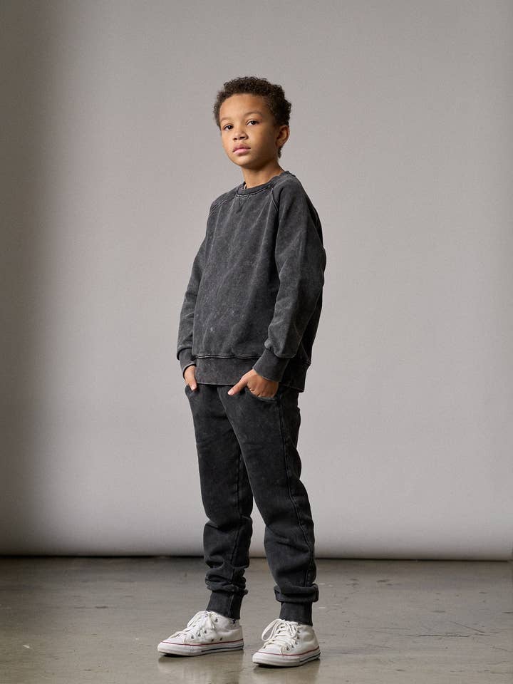 Little Bipsy - Wholesale Lounge Sweatpants/Joggers - Kids - Acid Wash Jogger - Black