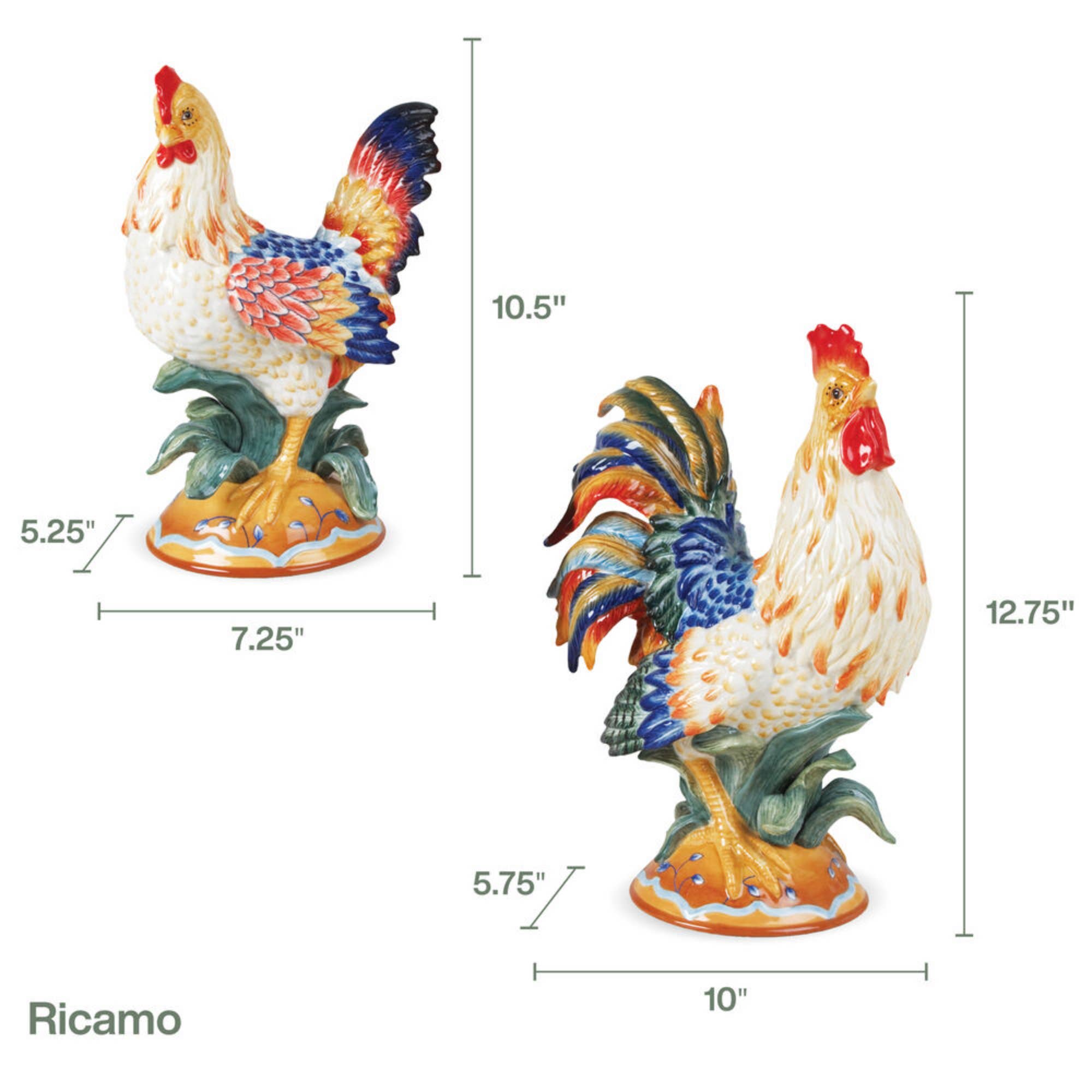 Multi Fitz & Floyd Ricamo Rooster Hen Fig Brown Bx Pkg for wholesale on Faire2