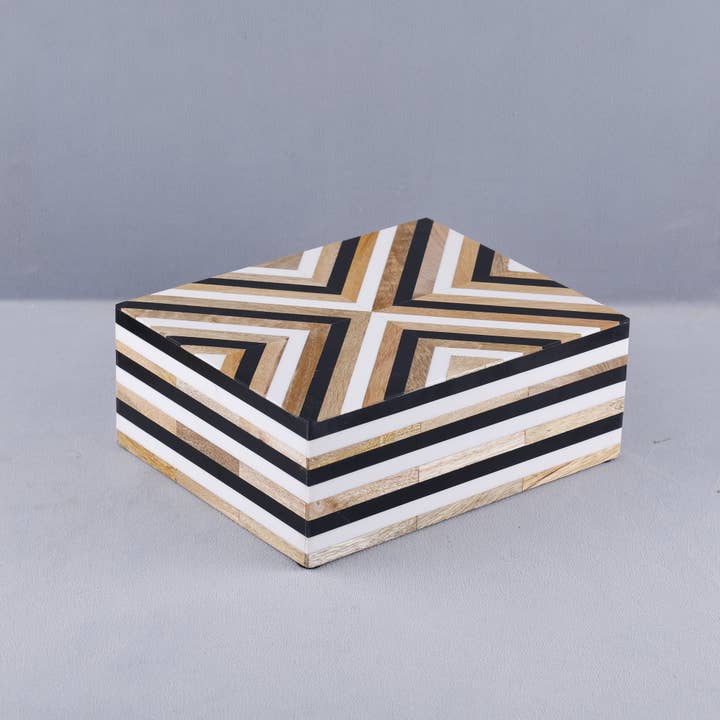 Handicrafts Home Decorative Storage Box - Chevron- Black Brown for wholesale by Muqeem & Brothers