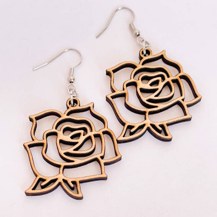 Rose Dangle Earrings for wholesale by Arbor Drift Designs