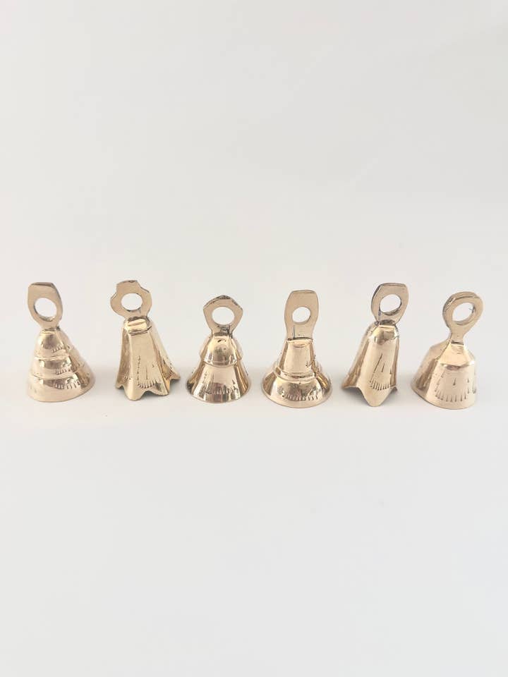 Mini Etched Brass Bells Set of 6 - Gold for wholesale by EMMY + AVERY MARKET