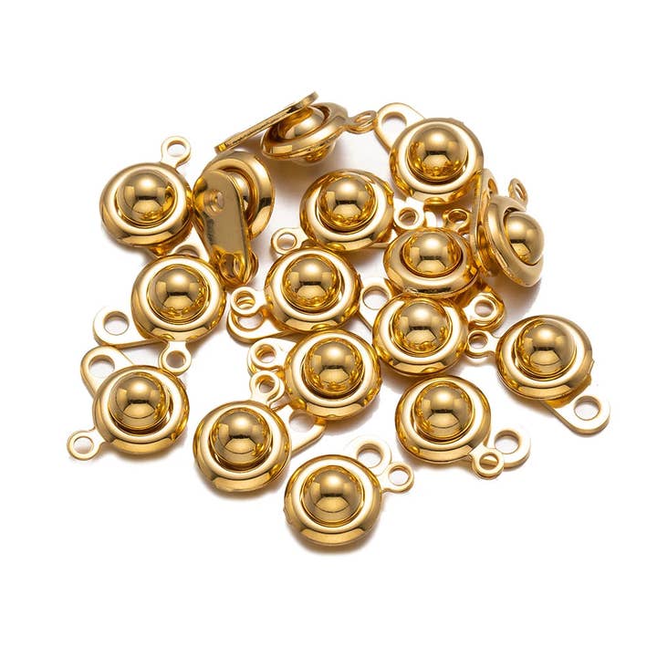Fermoir à pression pour bijoux 14 mm - Or inaltérable - Vendu à l'unité pour la vente par Continental Beads