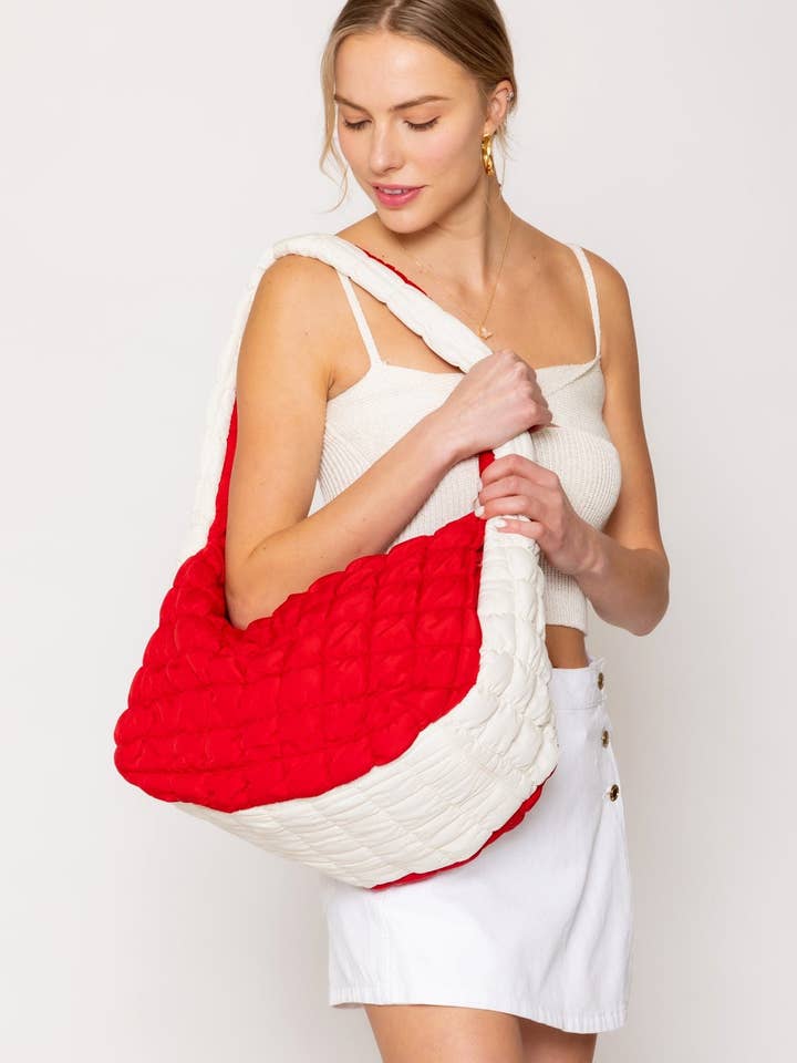 College Colors Large Quilted Puffer Women's Shoulder Bag for wholesale by MiMi Wholesale