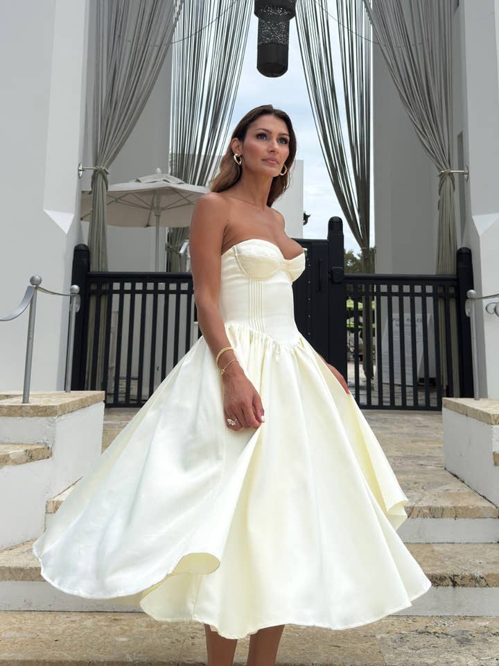 Eliana Satin Midi Dress for wholesale by Style Sapphire