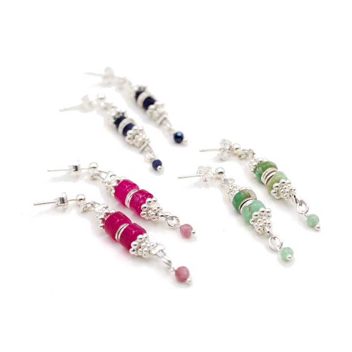 Set van 3 Heishi-staafoorbellen - JANE ZILVER voor wholesale door L'Atelier des Dames