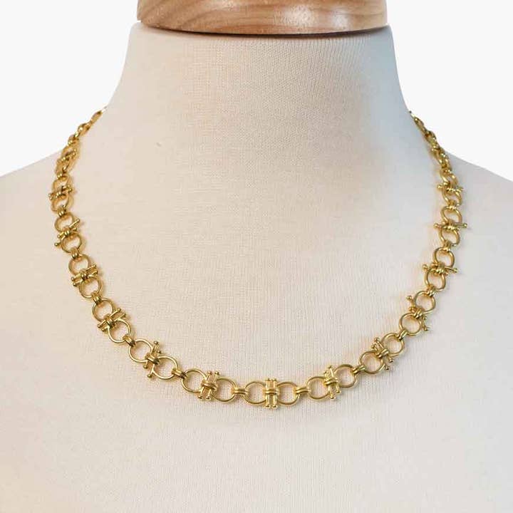 Bocara - Horse Bit Chain Link Equestrian Necklace in Gold for wholesale by URBAN-EQUESTRIAN
