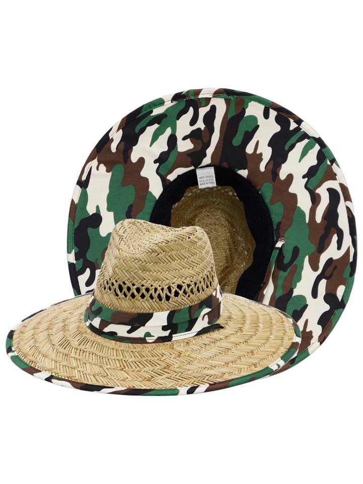 Kamouflage Under Brim Print Strå Livräddarhatt för wholesale av Cap Zone
