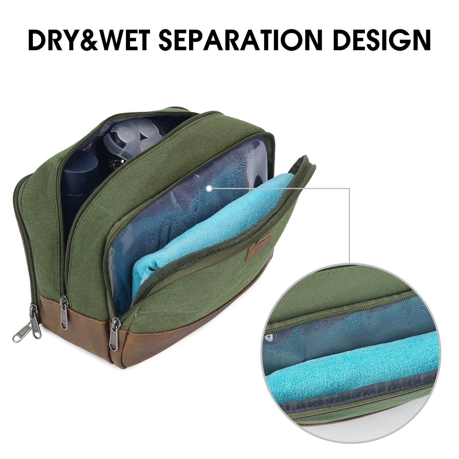 wandf - Wholesale Toiletry Bag - Men's - Canvas Travel Toiletry Shaving Bag Hanging Dopp Kit Unisex42